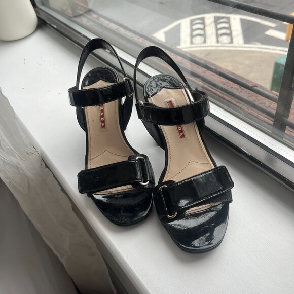 Prada Patent Leather Heeled Sandals | Size US 7 / EU 37 - Picture 3 of 16